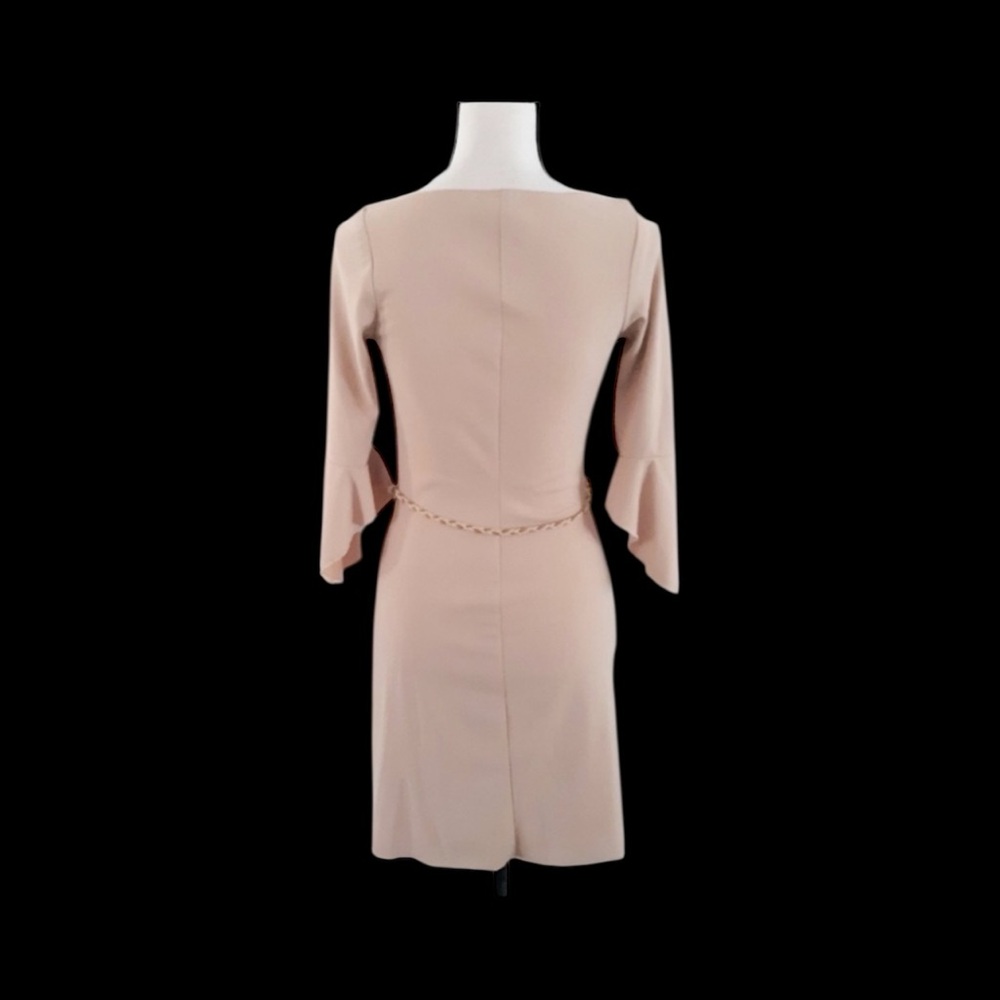 Elegant Beige Cowl Neck Dress - Picture 6 of 8
